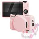 Seltureone for Canon PowerShot G7 X Mark III Case with Cute Charm Wrist Strap and Screen Protector, Built-in Lens Cap Protective Silicone Case for Canon PowerShot G7X Mark III Accessories - Pink