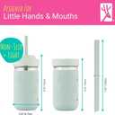 Elk and Friends Kids + Toddler Glass Cups | The Original 12oz Glass Mason Jar with Sleeves + Lids | Silicone Straws + Stopper | Smoothie Cup | Food Storage | Spill Resistant | Dishwasher Safe | 4 Pack