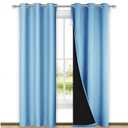NICETOWN White 100% Blackout Lined Curtains, 2 Thick Layers Completely Blackout Window Treatment Thermal Insulated Drapes for Kitchen/Bedroom (1 Pair, 70 inches Width x 63 inches Length Each Panel) Blue