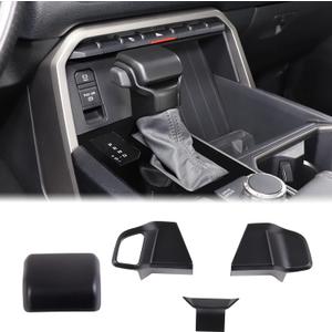Aunginsy Gear Shifter Head Trim Cover Kit Compatible with Toyota Tundra/Sequoia 2022-2025 Tacoma 2024+ Center Console Gear Shift Knob Head Protection Cover Decorative Sticker ABS Interior Accessories (Matte Black(kit))