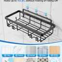 Shower Caddy 7 Pack, Adhesive Bathroom Shower Organizer for Bathroom Storage, No Drilling Large Capacity Rustproof Stainless Steel Shower Shelves Rack for Bath, Black