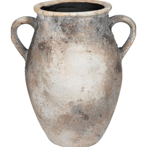 Hobby Lobby Taupe Textured Terracotta Vase with Handles, 10.8" H x 9.6" W