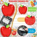 151 Pcs Back to School Party Supplies for 30 Guests, Apple Paper Plates Pencil Cups Composition Book Napkins Forks & Tablecloth, First Day of School Classroom Decorations