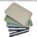 4 PCS Print Developing Tongs and Set of 3 Darkroom Print Film Photo Paper Developing Trays for Cyanotype Developing Fixing 8x10'' 5x7'' 4x5'' Photo Color B&W Film