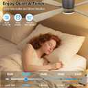 WINGBO 48 inch Flush Mount Ceiling Fan with Lights,Modern Ceiling Fan with Remote,Hugger Ceiling Fans,4 Wood Blades, Quiet 6-Speed DC Motor Low Profile Ceiling Fan, Graphite Finish with Gray Blade
