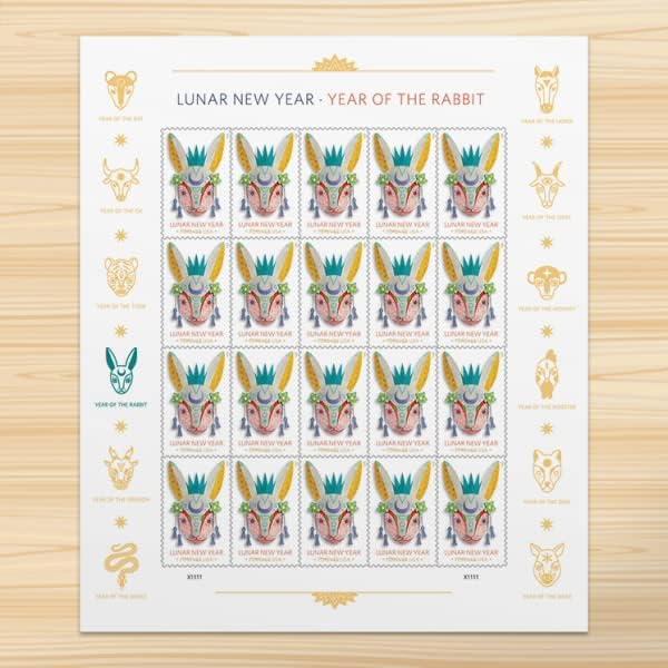 Lunar New Year: 2023 Year of The Rabbit, Sheet of 20 Postage Stamps
