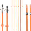 GPP 32 inches Bowfishing Arrows Fish Hunting Solid Fiberglass Shaft with Broadheads and Safty Slides for All Bows Fishing Huntings