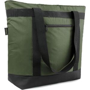 BeeGreen Cooler Bag Soft Insulated Tote for Beach Travel Grocery Shopping Lunch Portable Large Ice Coolers with Handle Hard Freezer Bags with Zippered Top Foldable Leakproof Delivery Totes Moss, 14 x 22 x 7.9 x 17.5