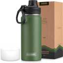 Koodee Insulated Water Bottle, 18 oz Stainless Steel Double Wall Vacuum Wide Mouth Sport Bottle with Leakproof Spout Lid (Grass Green)