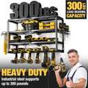 YYR 4 Layer Power Tool Organizer Wall Mount, Cordless Drill Hanger Storage Rack, Battery Tools Holder with Charging Station Shelf for Garage Organization, Workshop, Pegboard, Shed - 24 Inch 6 Slots