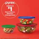 Pyrex Sculpted (3-Pack) Glass Mixing Bowls Set With Plastic Lids For Prepping, Baking and Cooking, Preheated Oven, Dishwasher, Freezer, and Microwave Safe