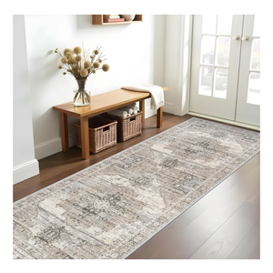 RUUGME Washable Runner Rug 3x10 - Vintage Hallway Carpet Runner for Living Room Kitchen Stain Resistant Rugs Tribal Carpets with Non Slip Backing Floor Decoration Mat for Bedroom Bathroom 3x10 Beige