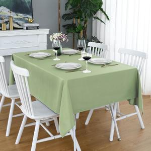 FOLINS&HOME Sage Green Rectangle Tablecloth - 60 x 102 Inch Light Green Wrinkle Free Waterproof Polyester Table Cloths, Spillproof 210 GSM & Washable Table Cover for Party, Banquet, Oblong/Rectangular