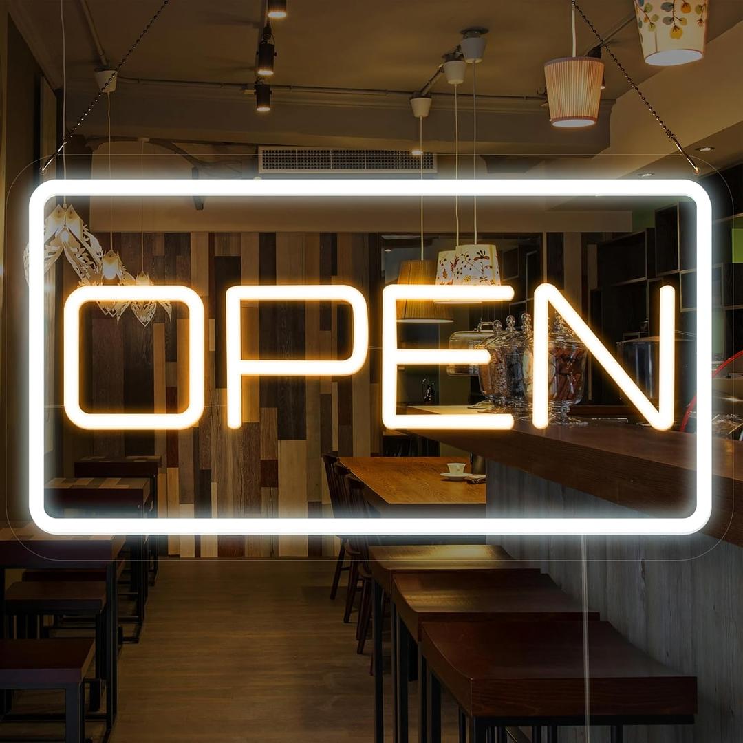 ATOLS 16" x 9" Open Neon Signs, Battery or USB Powered LED Neon Open Sign with USB Plug &13.1 Extension Cord for Business Window, Open Sign Led for Bars, Stores, Coffee Shop, Hotel, Restaurant,Salon