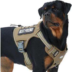 AUROTH Tactical Harness for Large Dogs No Pull Adjustable Pet Harness Reflective K9 Working Training Easy Control Military Service Pet Vest Army Yellow XL, 75-135 lbs