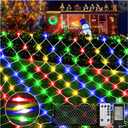 KNONEW Christmas Net Lights 420 LEDs 13ft x 6.6ft Outdoor Mesh Lights Connectable Waterproof 8 Modes & Timer Plug-in Net Fairy Lights for Bushes Garden Party Wedding Holiday,Multicolor