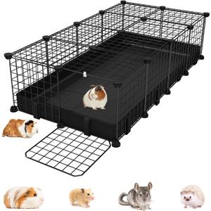Small Animal Playpen with Waterproof Mat,Guinea Pig Cages, C&C Cage for Hamster, Rabbit, Bunny, Hedgehog, Chinchilla, Ferret, Indoor Outdoor Portable Metal Wire Yard Fence, Metal Pet Panels-20pcs