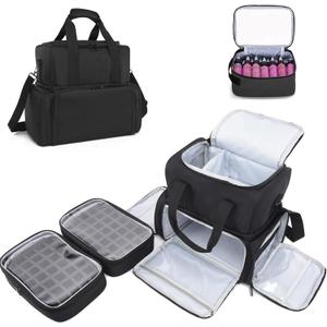 Large Tattoo Case Tattoo Travel Case with 2 Inner Removable Pouches- Waterproof Oxford Fabric Tattoo Travel Storage Bag for Large Tattoo Stencil Printer and Tattoo Supplies (Black Bag Only)