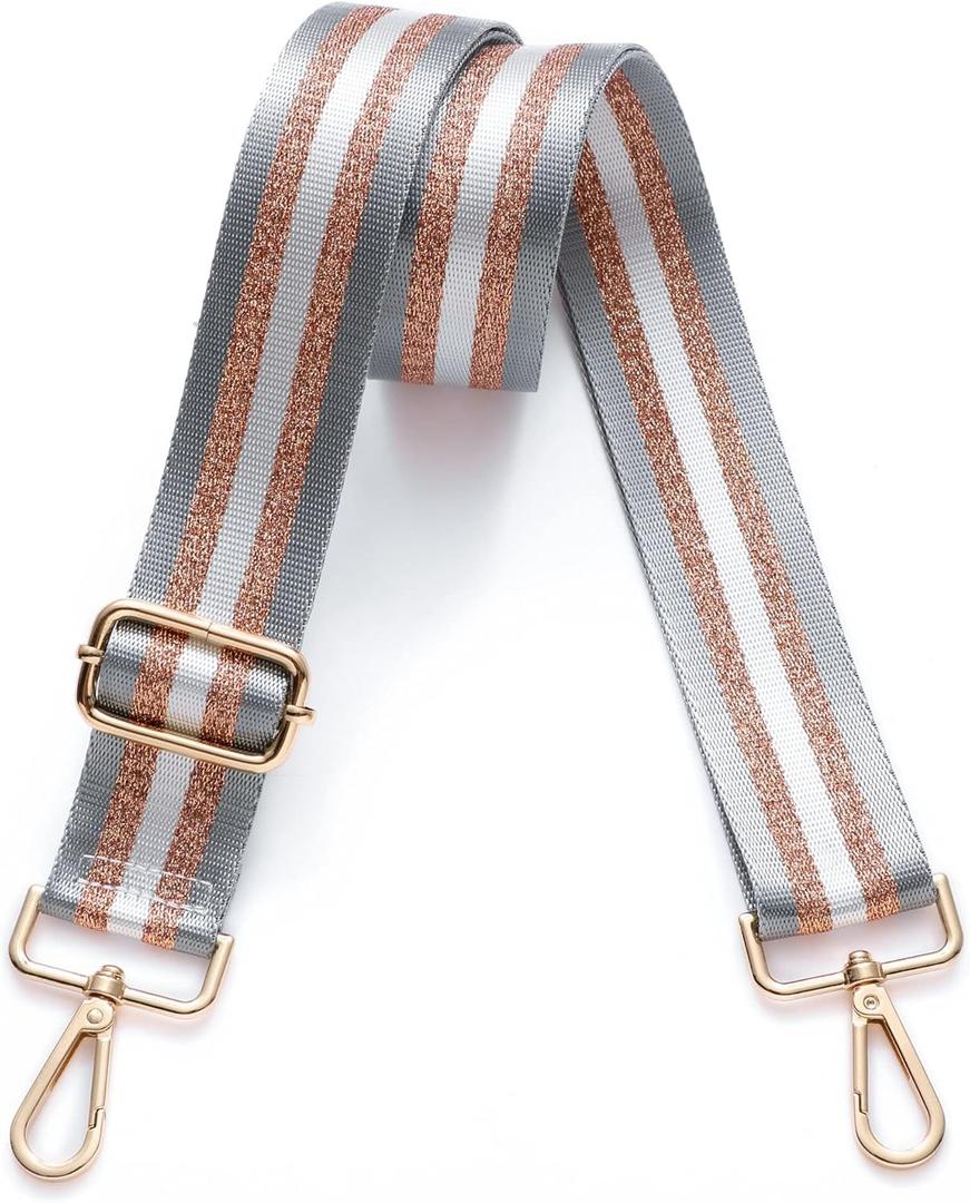 S-Jacorry Purse Strap Replacement Crossbody Wide Shoulder Strap Adjustable Canvas Straps Handbag Strap Replacement Belts (Gold Buckle-110)
