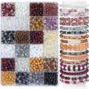 1200PCS 6mm Glass Beads Bracelet Making Kit, 24 Colors Assorted Black and White Gray Series Crystal Beads for Bracelet and Jewelry Making, Round Bracelets Beads for Friendship Bracelets DIY Crafts