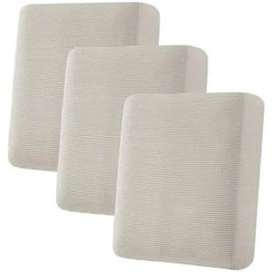 H.VERSAILTEX Super Stretch Individual Seat Cushion Covers - Sofa & Couch Cushion Slipcover Sets - Thick Jacquard Textured Twill Fabric (3 Piece, Island Fossi)