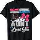 burnouts or bows gender reveal Party Announcement Aunt T-Shirt (Small, Black)