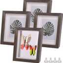 5x7 Shadow Box Frame Small Shadow Box Display Case 4 Pack Walnut Picture Frame Glass Surface Internal Depth 0.6 inch for Wall Or Tabletop