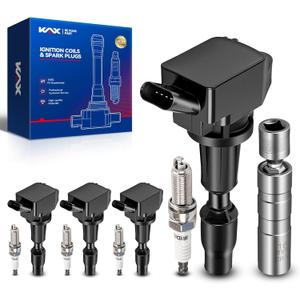 KAX Set of 4 UF764 Coils Pack & Iridium Spark Plugs w/Tool for Hyundai Sonata 2015-2019, Sportage 2017-2022, Optima 2016-2020, Sorento 2016-2020, Santa Fe Sport 2016-2018, Santa Fe 2019-2020, 2.4L