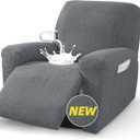 MAXIJIN Waterproof Recliner Covers for Large Recliner 3 Pieces Oversized Recliner Chair Covers, Washable Lazy Boy Reclining Slipcovers with Pockets for Pet, Kids (XL Recliner, Light Gray)