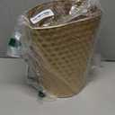 Small Metal Trash Can Wastebasket, Decorative Honeycomb Garbage Can Waste Basket, Modern Farmhouse Round Trash Bin for Bathroom, Bedroom, Kitchen and Office (Gold)