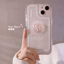 2 x Compatible with iPhone 13 Pro Case,Cute 3D Crystal Bow Tie Bowknot Glitter Sparkle Bling Camera Lens Protection Transparent Clear Soft Shockproof Cover Phone Case (Clear)