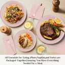 CENLBJ 150 Pcs Pink Paper Plates and Napkins and Forks,50 Guest Disposable Party Supplies Include Plates Napkins Plastic Forks for Baby Shower,Birthday,Bridal,Wedding