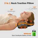 3-in-1 Rechargeable Neck Massager Pillow with Heat, Vibration, Traction Massager for Neck Pain and Hump Relief, Gifts for Men Women Home Office Travel