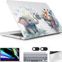 for MacBook Air 13.6 inch Case M4 M3 M2 2025 2024-2022 Release Model A3240 A3113 A2681, Sturdy Plastic Hard Shell Case & Screen Protector for MacBook Air M2 13 inch, Elephant & Giraffe