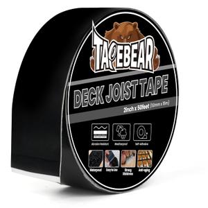 TAPEBEAR Joist Tape 2"50', Deck Joist Tape Butyl Sealant Joist Flashing Tape for Decking, Waterproof Anti-Corrosion Weather Resistant Tape for Wood Decks Beams Rim, Roof