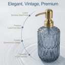 2-Pack Blue Soap Dispenser for Bathroom and Kitchen, Crystal Glass Hand Soap Dispenser with Metal Gold Pump, Countertop Soap Dispenser for Hand Soap, Dish Soap, Lotion, Body Wash (14 OZ)