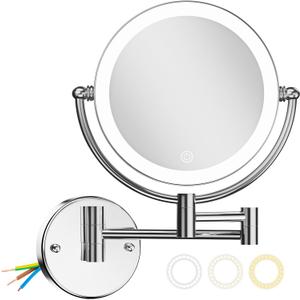 Magnifying Makeup Mirror Wall Mounted with Light, 1X/10X, Hardwired