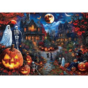 Blueforest Halloween 1000 Piece Jigsaw Puzzle for Adults - Spooky Ghosts, Skeletons, Pumpkins, Witch & Haunted House Puzzle, Challenging Fun Adult Puzzles for Relaxation, Decor & Gifts (27.5" X 19.7", Halloween Mystery Moon)