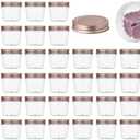 novelinks 4 Ounce Clear Plastic Jars with Rose Gold Lids - Refillable Round Clear Containers Jars Storage Containers for Kitchen & Household Storage - BPA Free (20 Pack