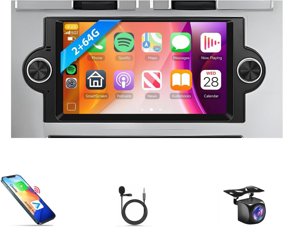 2G+64G Car Radio Stereo for Dodge Ram 1500 (06-08),Chrysler 300C (05-07),Chrysler PT Cruiser,Dodge Magnum,Jeep Commander/Patriot,Jeep Grand Cherokee Rimoody Wireless Carplay Android Auto WiFi 6.2 Inch