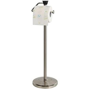 ZCCZ Toilet Paper Holder with Storage - Free Standing Tissue Dispenser - Nickel Finish - Holds up to 5 Mega Rolls - No Tools Required for Assembly - Durable and Stylish Bathroom Accessory