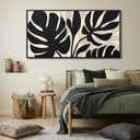 Neutral Botanical Canvas Wall Art for Living Room Beige And Black Modern Minimalist Artwork for Walls Framed Pictures for Bedroom Wall Decor Large Abstract Painting 24×48IN