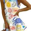 Womens Tank Dress Summer Casual Short Dresses Crew Neck Sleeveless Novelty Floral Printed Loose Aline Sundress (Medium, Blue Orange)