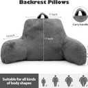 Reading Pillow for Sitting in Bed Adult, Standard Reading Pillow with Memory Foam, Back Pillow for Bed Sitting Up with Extend Arms, Grey