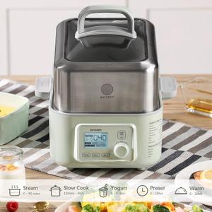 BUYDEEM G553 5.3Qt Electric Food Steamer, 18H Delay Timer, Dual Protection
One Touch, Quick Steam in 60s, Stainless Steel Steamer Tray & Glass Lid, Cozy Greenish, 1500W, Stew Pots Not Included