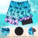 OlyPegic Boys Swim Trunks with Boxer Brief Liner Compression Boy Bathing Suit Quick Dry Beach Swimsuit Toddler Swim Shorts (Blue)