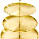 3 Tier Stainless Steel Cupcake Stand, Gold Metal Serving Tray Cake Holder Cake Display Stand for Holiday Dessert Table Decorations Birthday Party Wedding