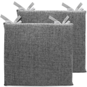 2 Pack Chair Cushion Memory Foam Pads, Square Non-Slip Thick Dining Chair Cushions with Ties and Removable Cover for Home Office Restaurant Chair Pads Grey 2 15 x 14 Inch