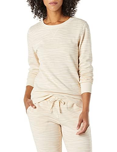 Amazon Essentials Women's Fleece Crewneck Pullover Sweatshirt  (in Plus Size), Beige Zebra Stripe Print, Medium