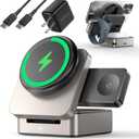 ZEEHOO 3-in-1 Foldable Magnetic Wireless Charging Station, Qi2 Certified 15W Travel Charger Stand Dock Wireless Charger for iPhone 17/16/15/14/13/12 Series, Apple Watch, AirPods (30W Adapter Included) (Gold)